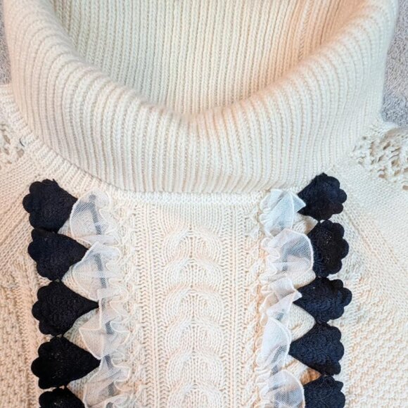 NWOT J Crew Embellished Cable Knit Ruffle Sweater - Picture 11 of 12